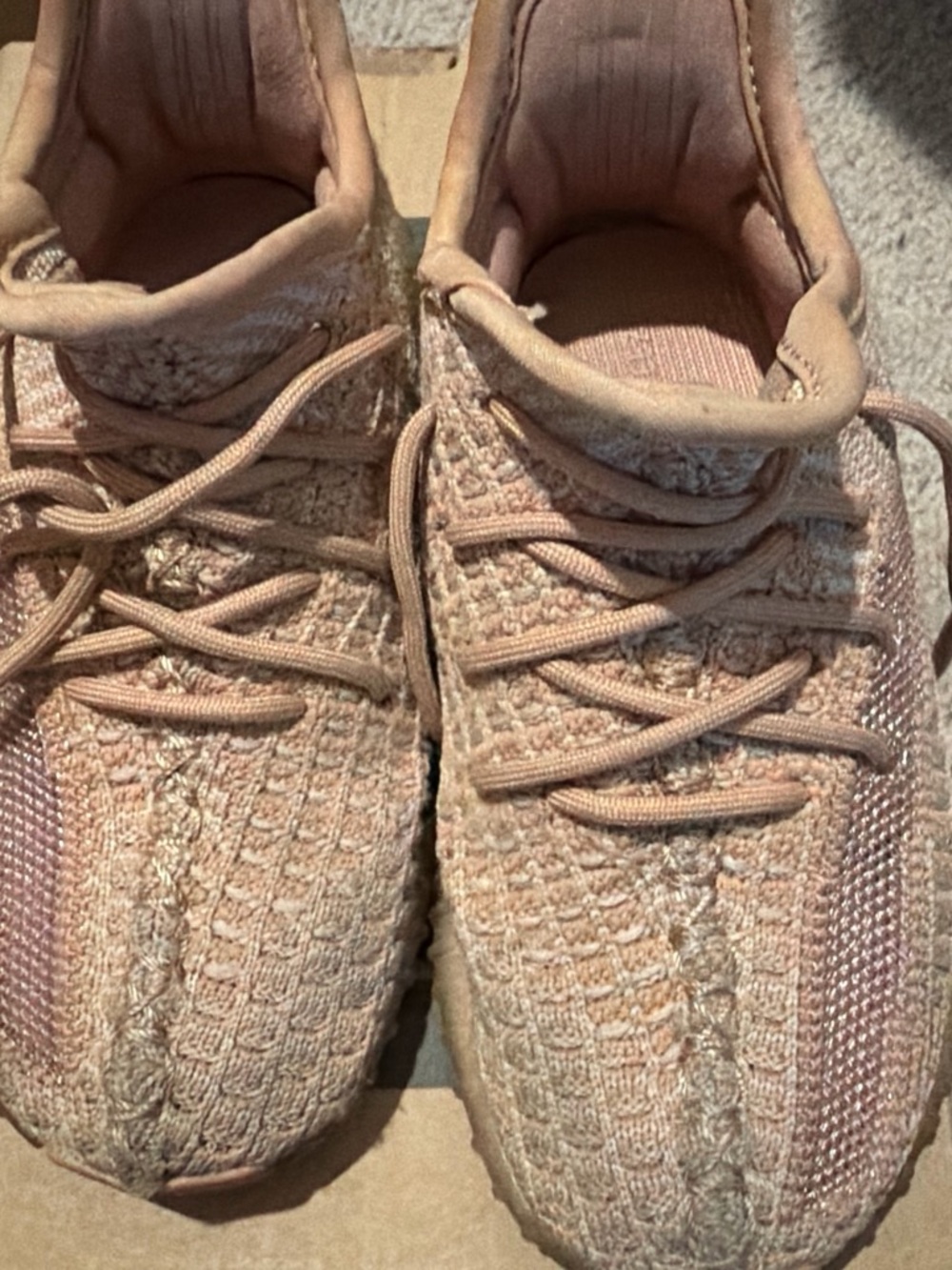 Yeezy Kids Knit Sneakers in Light Peach